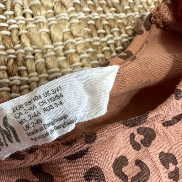 H&M Toddler Girl Leopard Print Long Sleeve Dress Cotton Dress Like New - Picture 8 of 12